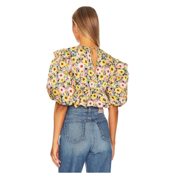 For Love and Lemons Floral Puff Sleeve Top - Picture 3 of 5